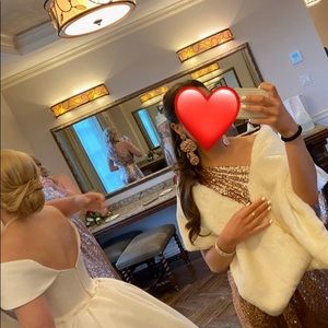 Ivory Faux Fur Stole Wrap Shawl